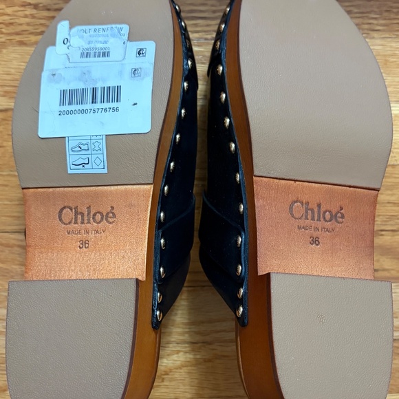Chloe Jeannette Black Leather Clogs Flats Size 6 - NEW - Picture 6 of 8